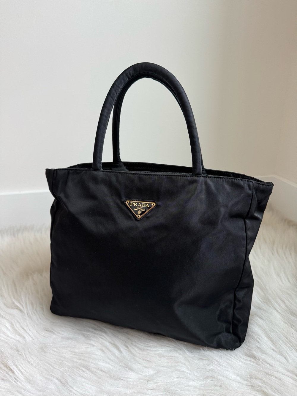 Authentic black nylon Prada tote bag